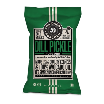 Pop Daddy Dill Pickle, 12 x 5 oz Case - Popcorn, Pretzels & Snack Mix