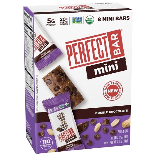 Perfect Bar Mini Double Chocolate Protein Bars, 6 x 7 oz Case - Snack Bars & Granola Bars