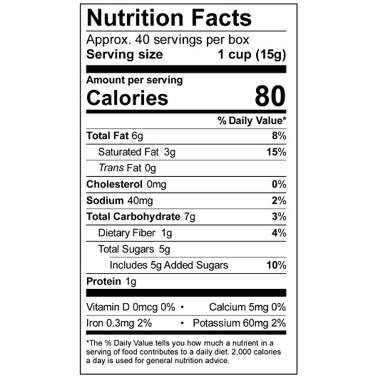 Unreal Candy Dark Chocolate Peanut Butter Cup Caddy Case, 6 x 40 x 0.5 oz Case - Nutrition facts label