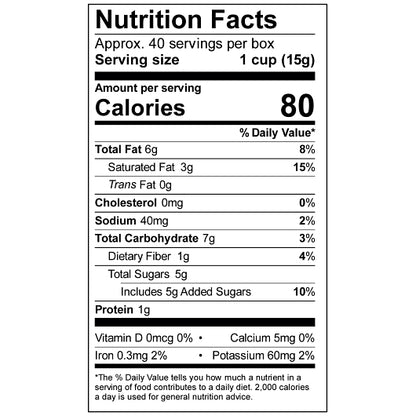 Unreal Candy Dark Chocolate Peanut Butter Cup Caddy Case, 6 x 40 x 0.5 oz Case - Nutrition facts label