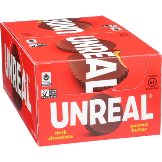 Unreal Candy Dark Chocolate Peanut Butter Cup Caddy Case, 6 x 40 x 0.5 oz Case - Alternate product angle or state