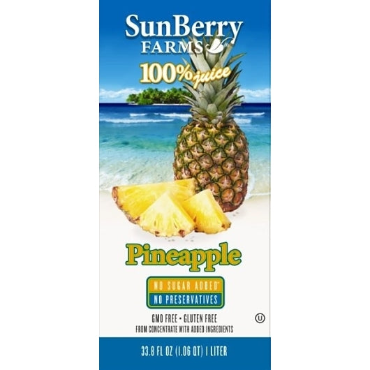 Sunberry Farms PINEAPPLE JUICE 100%, 12 x 33.8 fl oz Case - DOT product image 5
