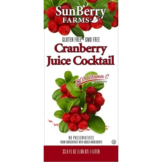 Sunberry Farms CRANBERRY COCKTAIL JUICE, 12 x 33.8 fl oz Case - DOT product image 5
