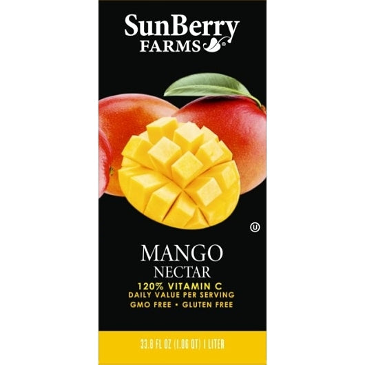 Sunberry Farms Mango Nectar 25% Juice, 12 x 33.8 fl oz Case - Beverages