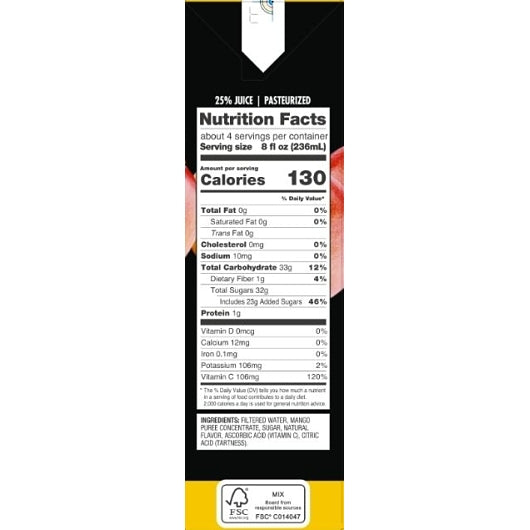 Sunberry Farms MANGO NECTAR 25% JUICE, 12 x 33.8 fl oz Case - DOT product image 2