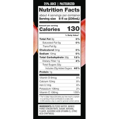 Sunberry Farms MANGO NECTAR 25% JUICE, 12 x 33.8 fl oz Case - DOT product image 5
