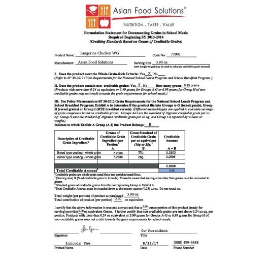 Green Dragon Whole Grain Tangerine Chicken Nuggets, 6 x 7.15 lb Case - DOT product image 3