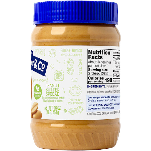 Peanut Butter & Co All Natural Simply Smooth Peanut Butter Spread, 6 x 16 oz Case - DOT product image 4