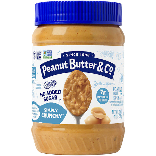 Peanut Butter & Co All Natural Simply Crunchy Peanut Butter Spread, 6 x 16 oz Case - Pantry Ingredients