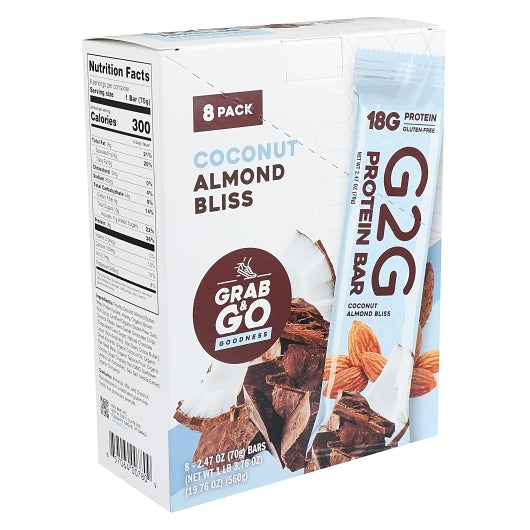 G2G Bar Coconut Almond Bliss Protein Bar, 6 x 8 x 2.47 oz Case - Nuts & Seeds