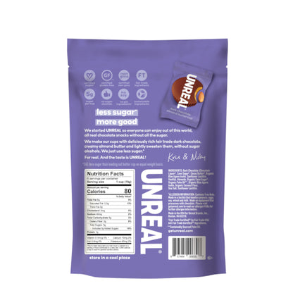 Unreal Dark Chocolate Almond Butter Cups Bag, 6 x 3 oz Case - Candy & Confections