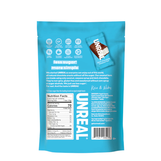 Unreal Dark Chocolate Coconut Bars, 6 x 4.2 oz Case - Candy & Confections