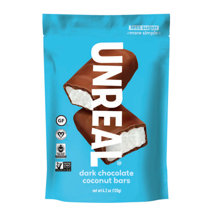 Unreal Brands Dark Chocolate Coconut Bars, 6 x 4.2 oz Case - Alternate product angle or state