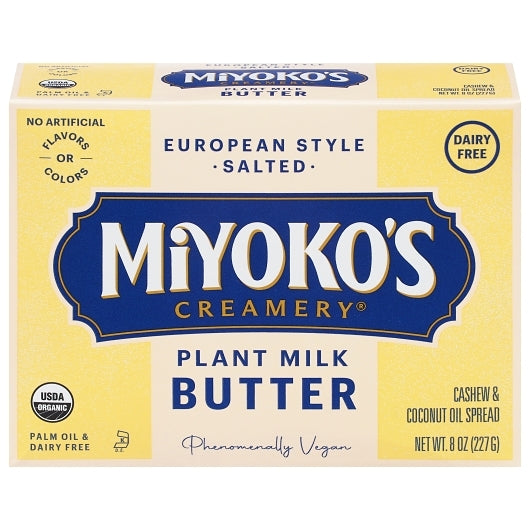 Miyokos Kitchen European Cultured Vegan Butter, 6 x 8 oz Case - Butter & Margarine