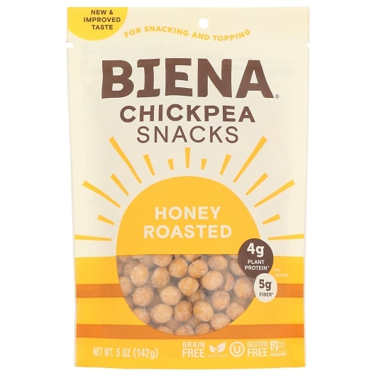 Biena Roasted Chickpea Honey Roasted Chickpeas, 8 x 5 oz Case - Front/center packaged product image