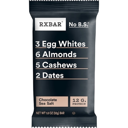Rxbar Kosher Chocolate Sea Salt Protein Bar, 6 x 12 x 1.8 oz Case - Candy & Confections