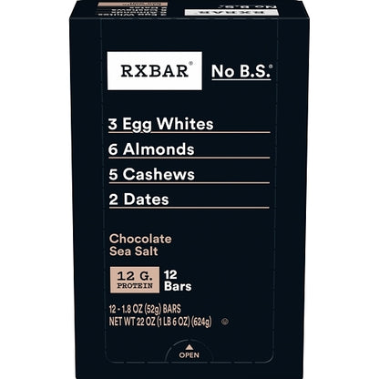 Rxbar Kosher Chocolate Sea Salt Protein Bar, 6 x 12 x 1.8 oz Case - Candy & Confections - image 2