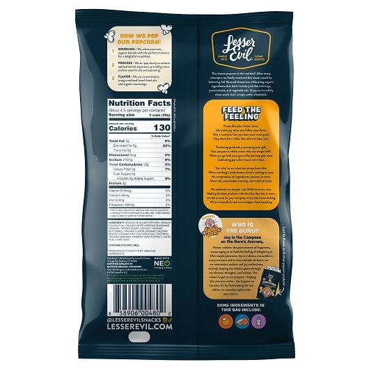 LesserEvil Organic Cheddar Popcorn, 6 x 4.6 oz Case - Popcorn, Pretzels & Snack Mix - image 2