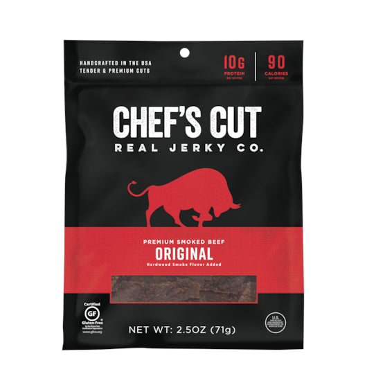 Chef's Cut Real Jerky Co. Smoked Beef Original Recipe, 8 x 2.5 oz Case - Meat Snacks