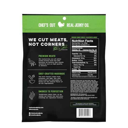 Chef's Cut Real Jerky Co. SMOKED TURKEY BREAST TERIYAKI, 8 x 2.5 oz Case - DOT product image 2