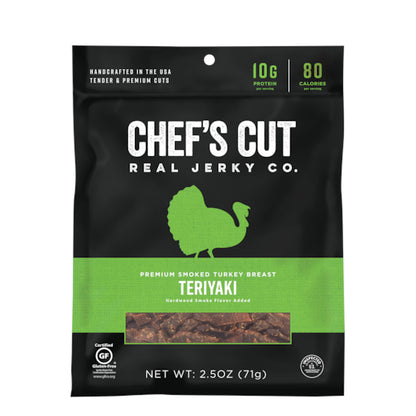 Chef's Cut Real Jerky Co. Smoked Turkey Breast Teriyaki, 8 x 2.5 oz Case - Meat, Poultry & Seafood