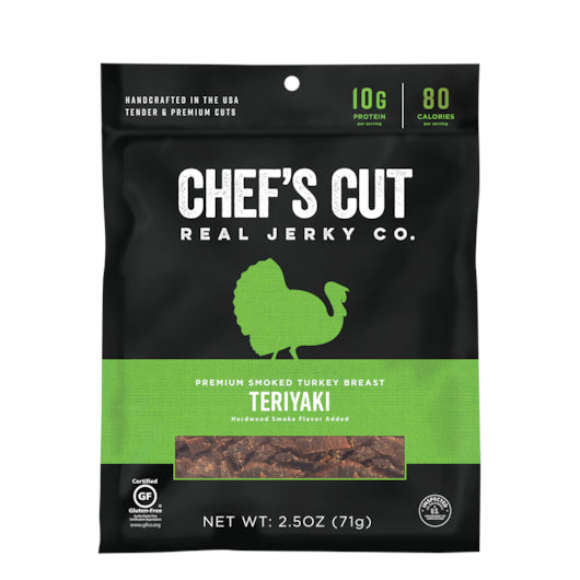Chef's Cut Real Jerky Co. Smoked Turkey Breast Teriyaki, 8 x 2.5 oz Case - Meat, Poultry & Seafood
