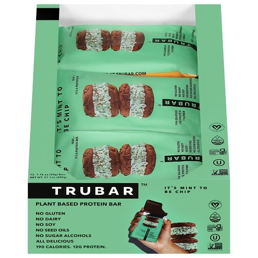 Trubar It's Mint to be Chip Protein Bars, 6 x 12 x 1.76 oz Case - Candy & Confections