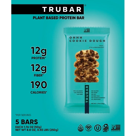 Trubar Ohhh Cookie Dough Protein Bars, 6 x 5 x 1.76 oz Case - Bakery & Desserts
