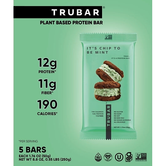 Trubar It's Chip To Be Mint Protein Bars, 6 x 5 x 1.76 oz Case - Candy & Confections
