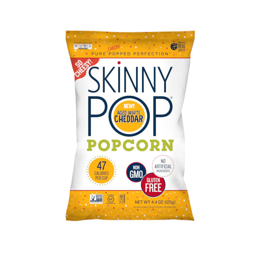 SkinnyPop Aged White Cheddar, 12 x 4.4 oz Case - Popcorn, Pretzels & Snack Mix