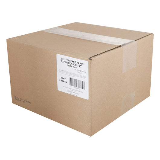 Venice Bakery 11.75 INCH GLUTEN-FREE PLAIN PIZZA CRUST VEGAN, 20 x 9.8 oz Case - GS1 closed shipping case image