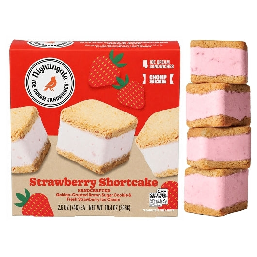 Nightingale, Inc. Baked From Scratch Strawberry Shortcake Chomp Size Ice Cream Sandwiches, 7 x 10.4 oz Case - Frozen