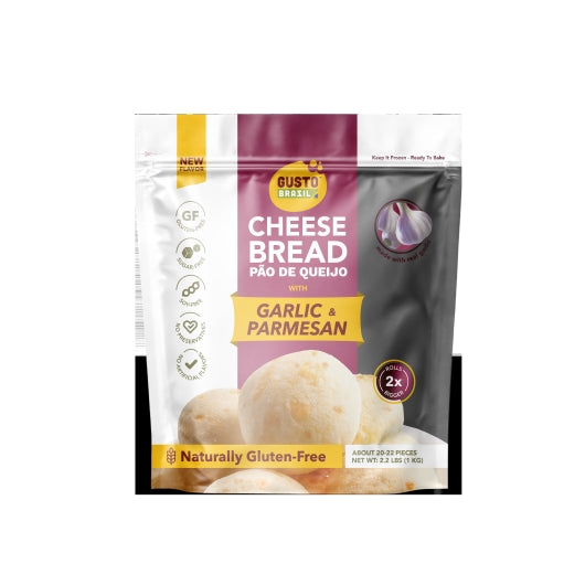 Gusto Brazil Gluten Free Garlic & Parmesan Cheese Bread (Pao de Queijo), 8 x 2.2 lb Case - Breads, Rolls & Buns