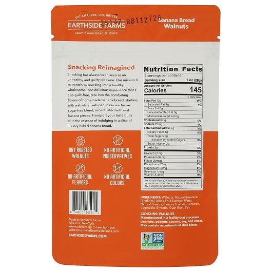Earthside Farms Banana Bread Walnuts, 10 x 4 oz Case - Nuts & Seeds - image 2