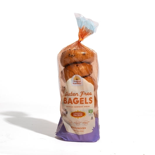 Original Sunshine Gluten Free Cinnamon Raisin Bagel, 4 x 6 ct Case - Breads, Rolls & Buns