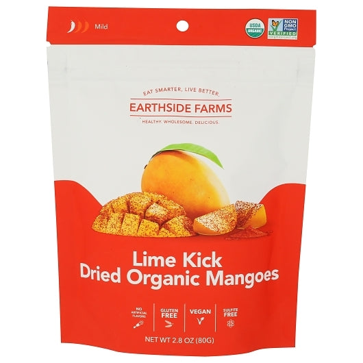 Earthside Farms Vegan Lime Kick dried Mangoes, 6 x 2.8 oz Case - Dried Fruit & Fruit Snacks