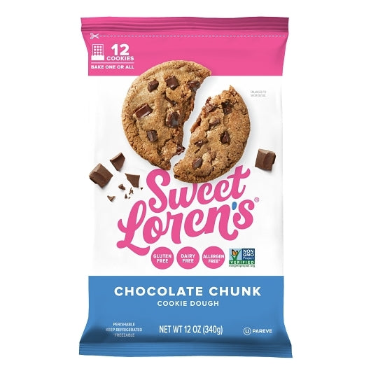 Sweet Loren's Place & Bake Gluten Free Chocolate Chunk Cookies, 6 x 12 oz Case - Bakery & Desserts