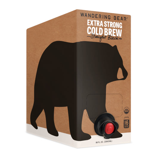 Wandering Bear On STRAIGHT BLACK COLD BREW COFFEE, 3 x 96 fl oz Case - Alternate product angle or state
