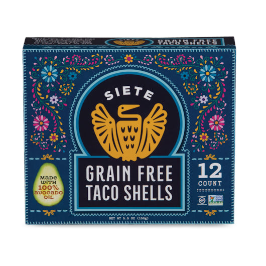 Siete Family Foods Grain Free Taco Shells, 12 x 5.5 oz Case - Frozen Snacks & Appetizers