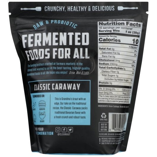 Cleveland Kraut Classic Caraway Sauerkraut Pouch, 6 x 16 oz Case - DOT product image 8