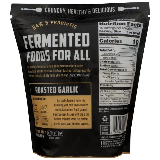 Cleveland Kraut Cleveland Roasted Garlic Sauerkraut Pouch, 6 x 16 oz Case - DOT product image 4