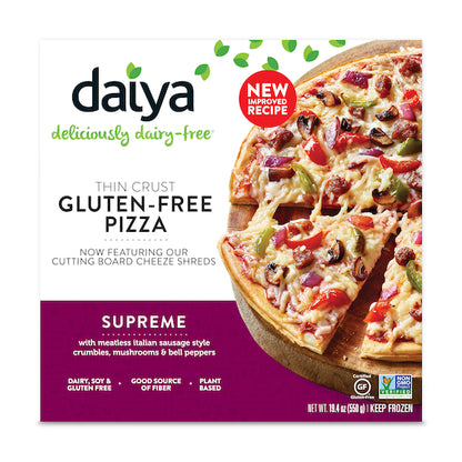 Daiya Vegan Dairy-Free Plant-Based Thin Crust Supreme Pizza, 8 x 19.4 oz Case - DOT product image 8