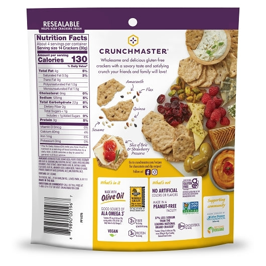 Crunchmaster Crackers Rosemary & Olive Oil, 12 x 4 oz Case - Spices Seasonings