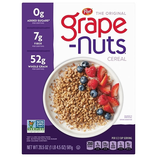 Post Grape-Nuts Whole Grain Box Cereal, 12 x 20.5 oz Case - DOT product image 2