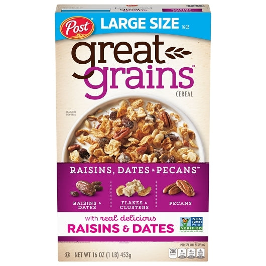 Post Raisin, Date, And Pecan, 12 x 16 oz Case - Breakfast Foods