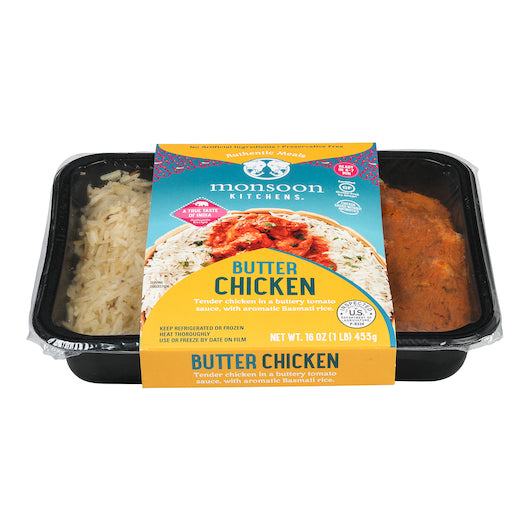 Monsoon Kitchens Butter Chicken Meal Tray, 6 x 16 oz Case - Frozen Meat & Seafood