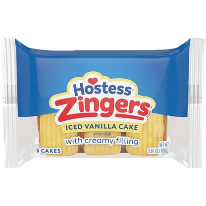 Hostess Single Serve Vanilla Zinger Snack, 6 x 6 x 3.81 oz Case - Bakery & Desserts