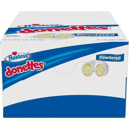 Hostess Single Serve Frozen Powdered Sugar Mini Donettes, 6 x 10 x 3 oz Case - Bakery & Desserts