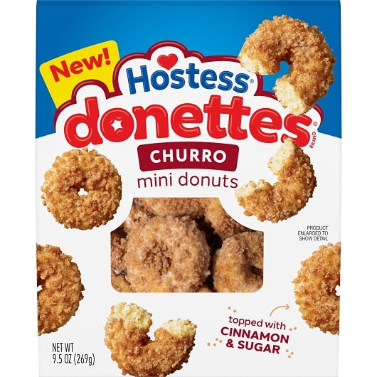 Hostess Donettes Churro Donut, 6 x 9.5 oz Case - Bakery & Desserts