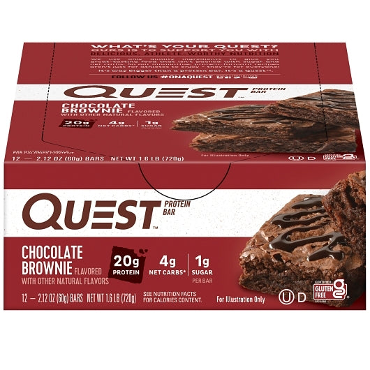 Quest Nutrition Chocolate Brownie Bar, 12 x 2.12 oz Case - Bakery & Desserts